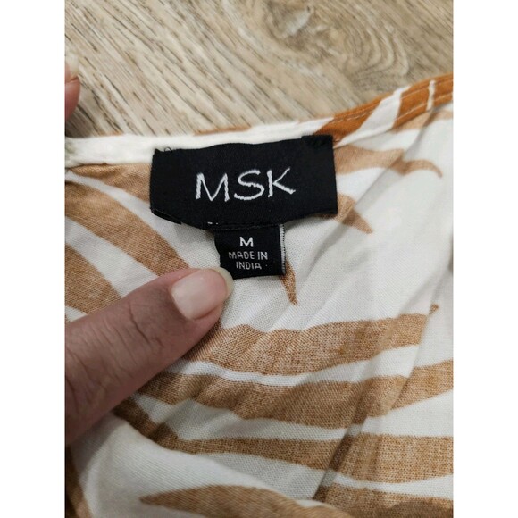 MSK Women's Size Medium Palm Print Wide Leg Tie Front Sleeveless Jumpsuit Romper - Picture 2 of 6